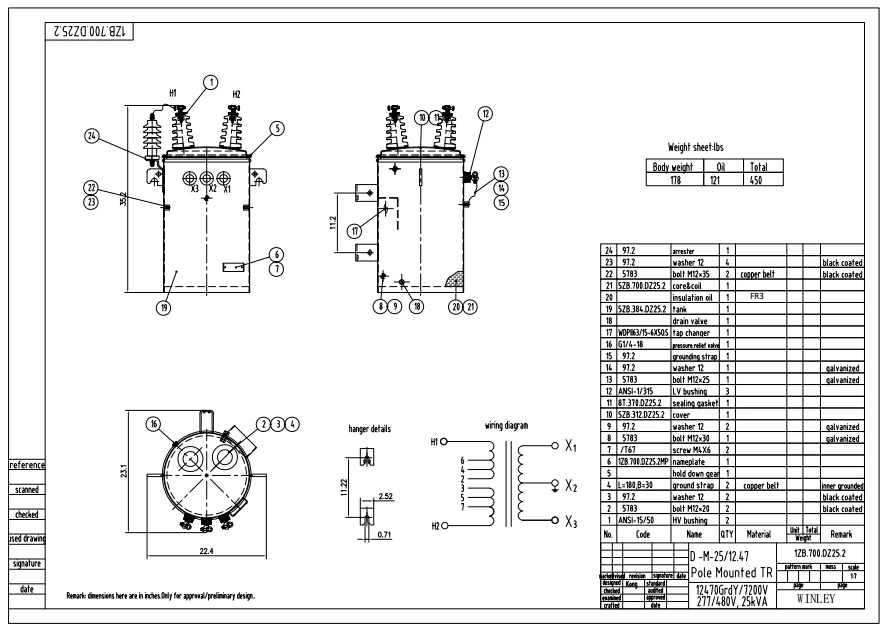 25 KVA Pole Mounted Transformer Drawing 25 KVA Pole Mounted Transformer Drawing